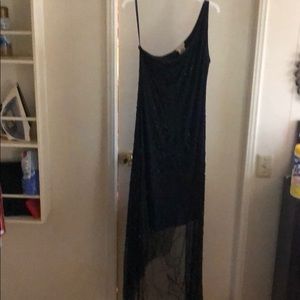 Black Sheer Gown with beading (black shift under)